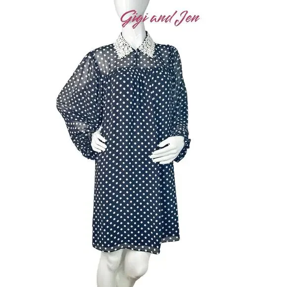 Kate spade Domino Dot Swing Dress Size Medium Black - Picture 2 of 9